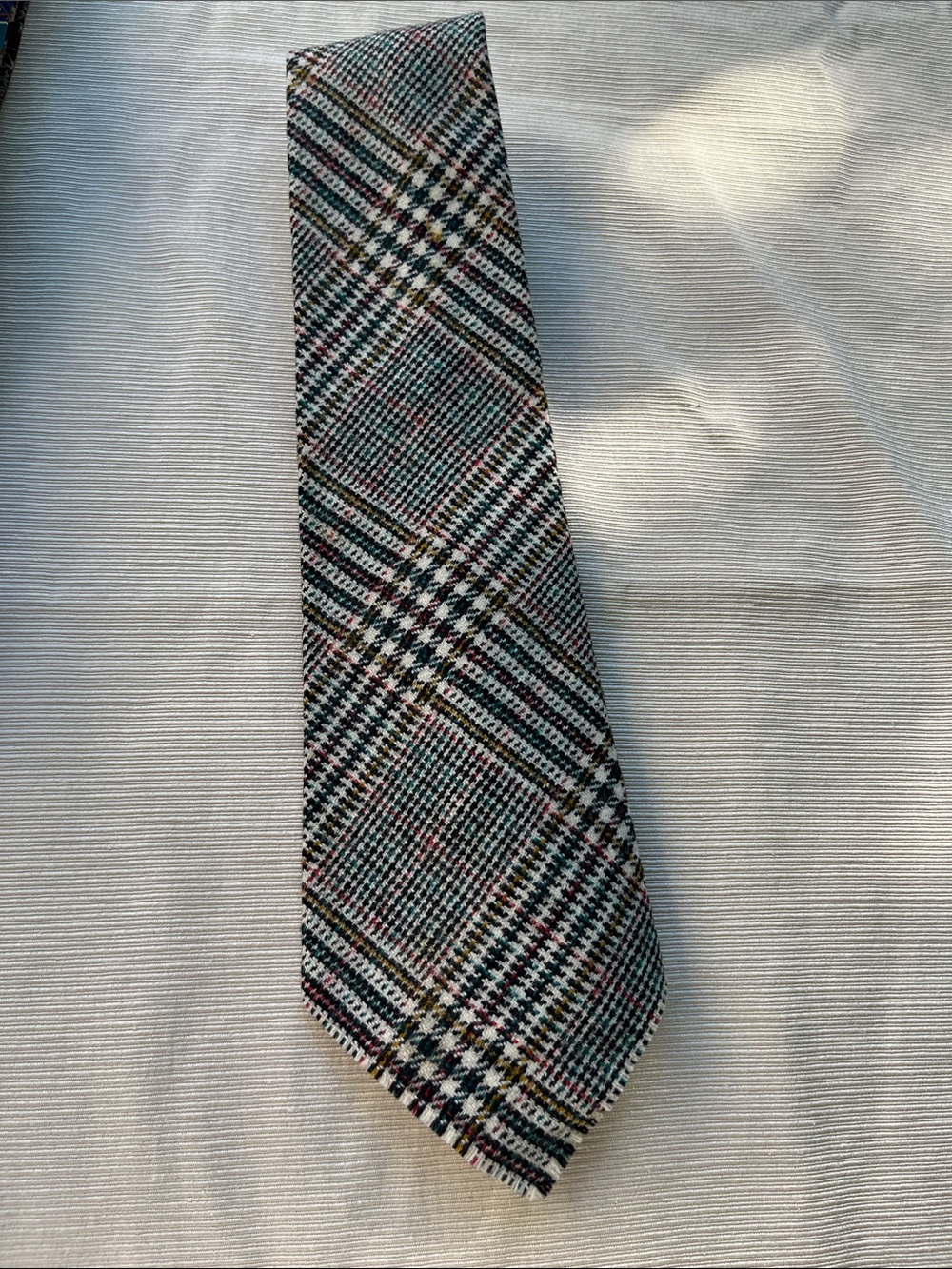 Amanas woven wool old money Plaid Men's Tie in black and Subtle Color Accents